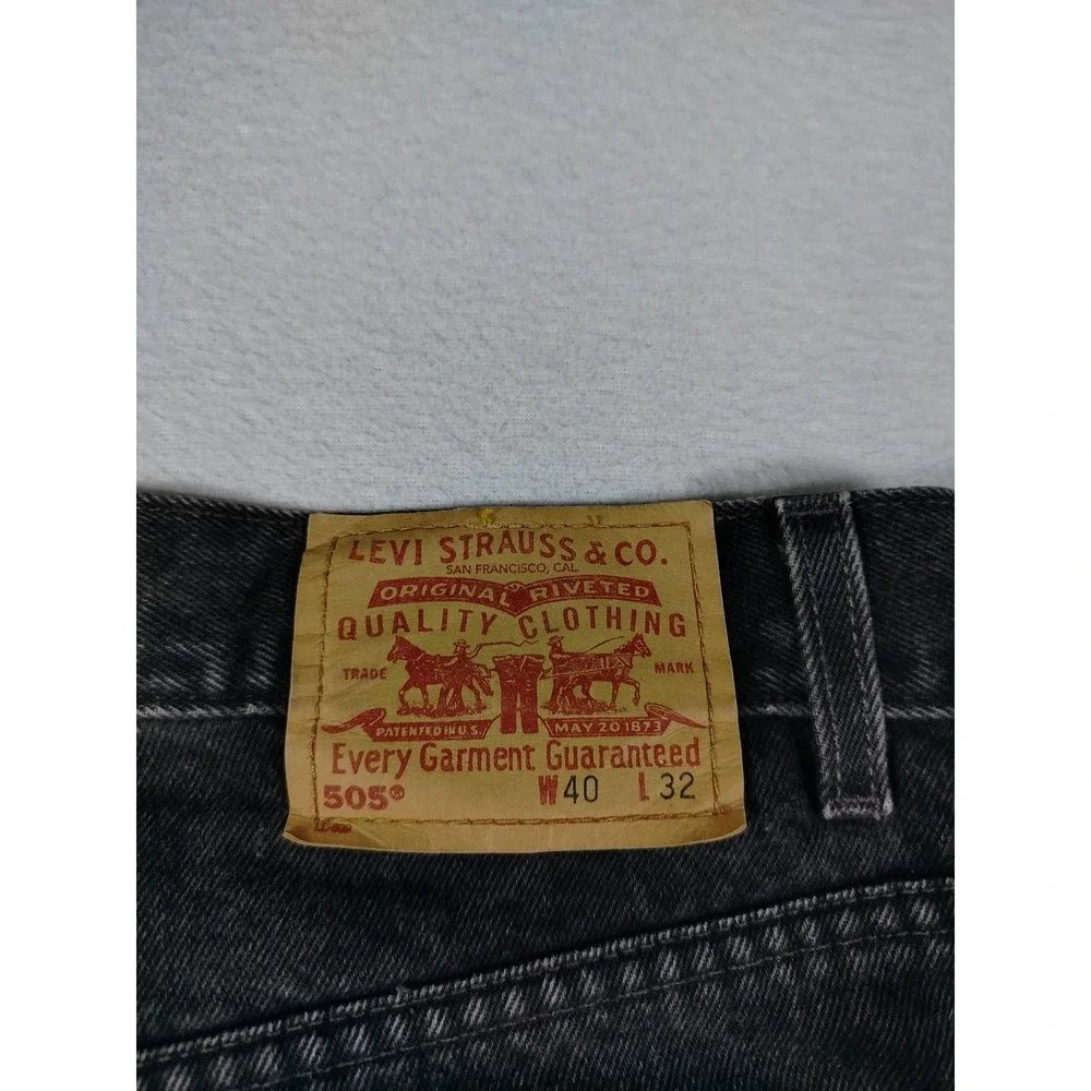Vintage Levis 505 Jeans Mens 40 Black Regular Fit Denim 90s Grunge Skater Casual